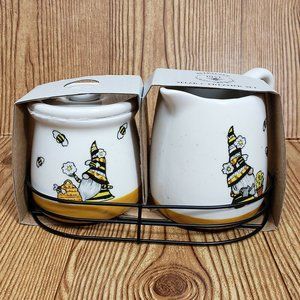 HEARTLAND "Hive" sugar & creamer set gnome and bee